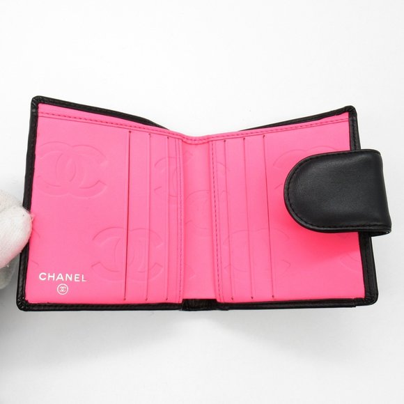 CHANEL Cambon Wallet Bi-fold Black White Leather - Picture 6 of 11
